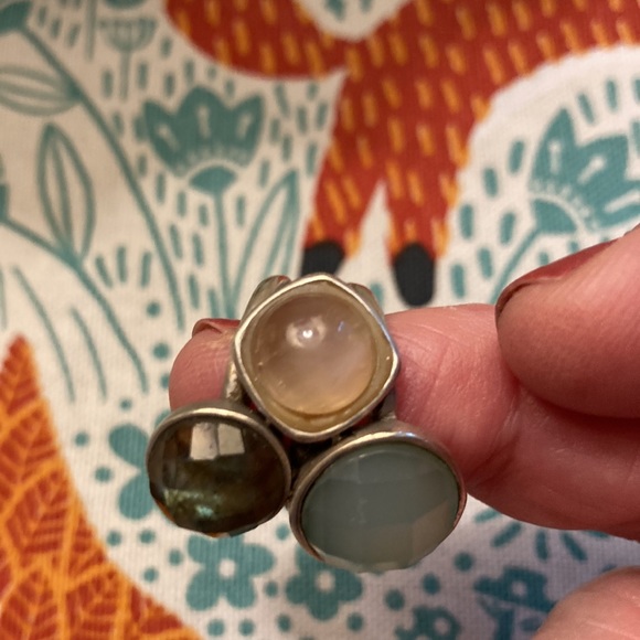 Sterling silver ring size 6, beautiful mother of pearl, labradorite & chalcedony - Picture 4 of 6